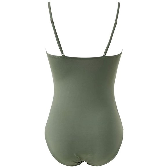 NEW Green Women's One Piece Swimsuit Tummy Control V Neck Bathing Suit sz M - Picture 8 of 10